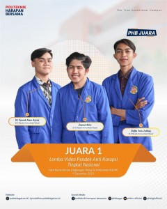 Juara 1  perlombaan Video Pendek Anti Korupsi tingkat Nasional Prodi DIII DKV